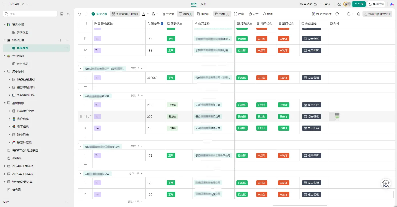 WPS多维表格代账工作台：财税业务全流程管理 截图
