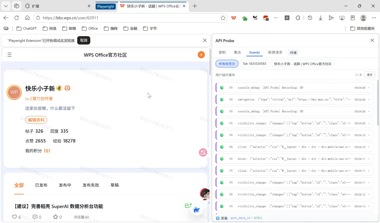 API Probe:网页API请求录制探测浏览器插件 截图 2